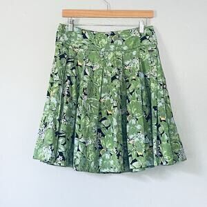 Elle Pleated Skirt Size Small Green Black Floral Mini Preppy Cotton Colorful